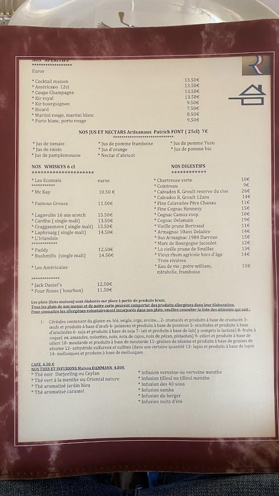 Auberge des Chenêts - Menu Image 1